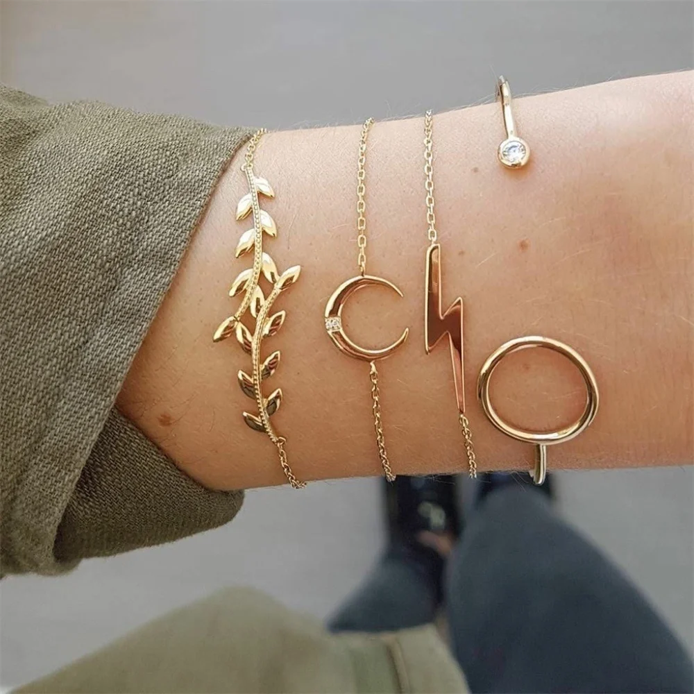 *AIRLIA* 4-Pc Gold Crescent Fashion Bracelet Set